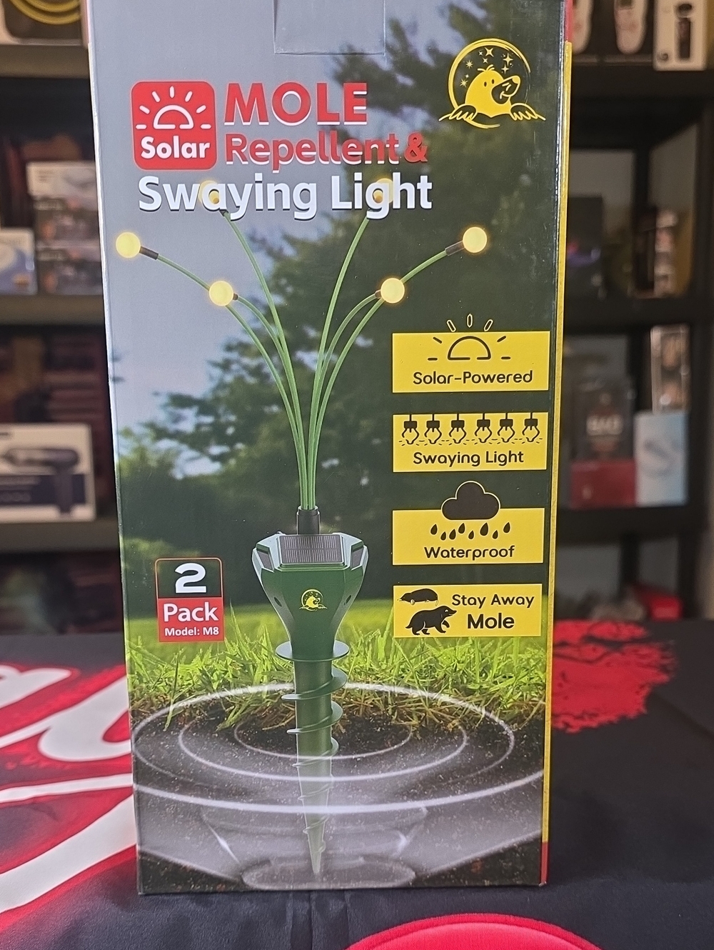 Solar Mole Repellent & Swaying Light – Green (2 Pack)